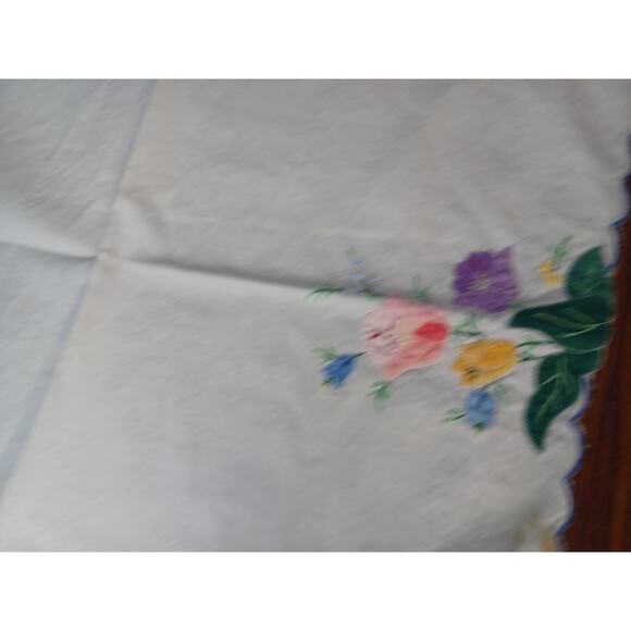Handmade couch sofa back cover Cloth Flowers Floral Napkins Vintage Lot Of 4 - Picture 8 of 11